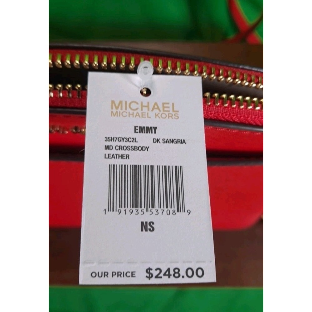 Michael Kors Emmy Medium Saffiano Leather Crossbody Bag Red NWT Adjustable Strap - Picture 5 of 8